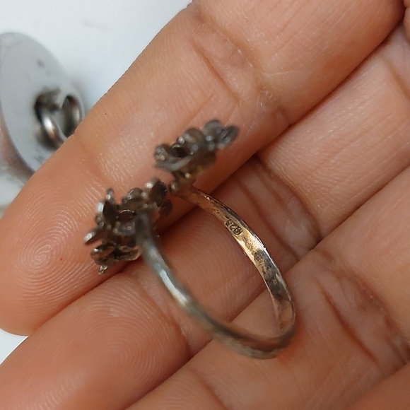 925 Sterling Silver Flower Bouquet Bypass Ring Size 7 Vintage Rare Cottage Core - Picture 5 of 7